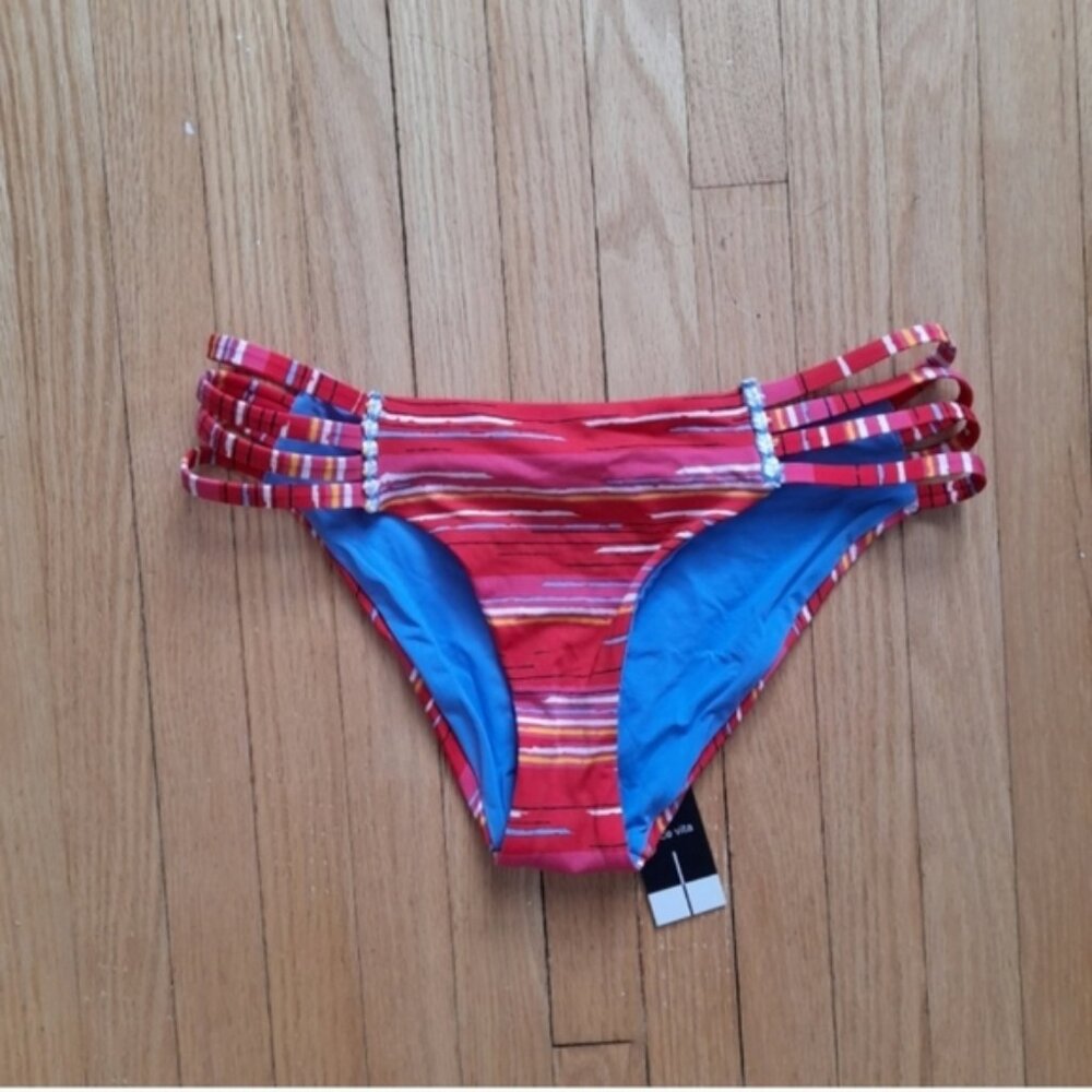 Red and Blue Striped Bikini Bottom